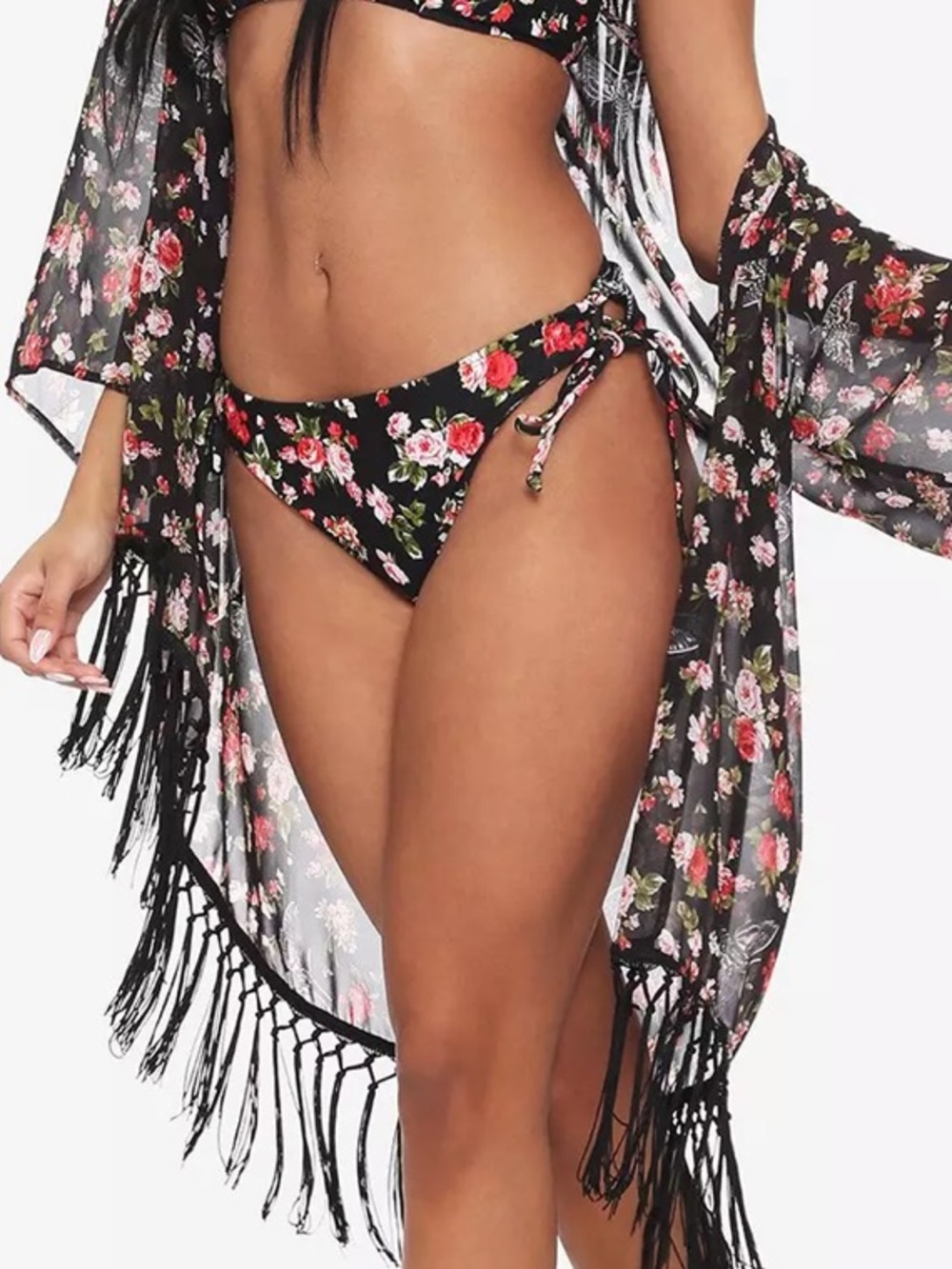 Hot Topic Midnight Hour Deathmoth Floral Tie Side Bikini Bottoms XL